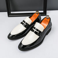 Men's Color Blocked Round Toe Business Casual Loafers
