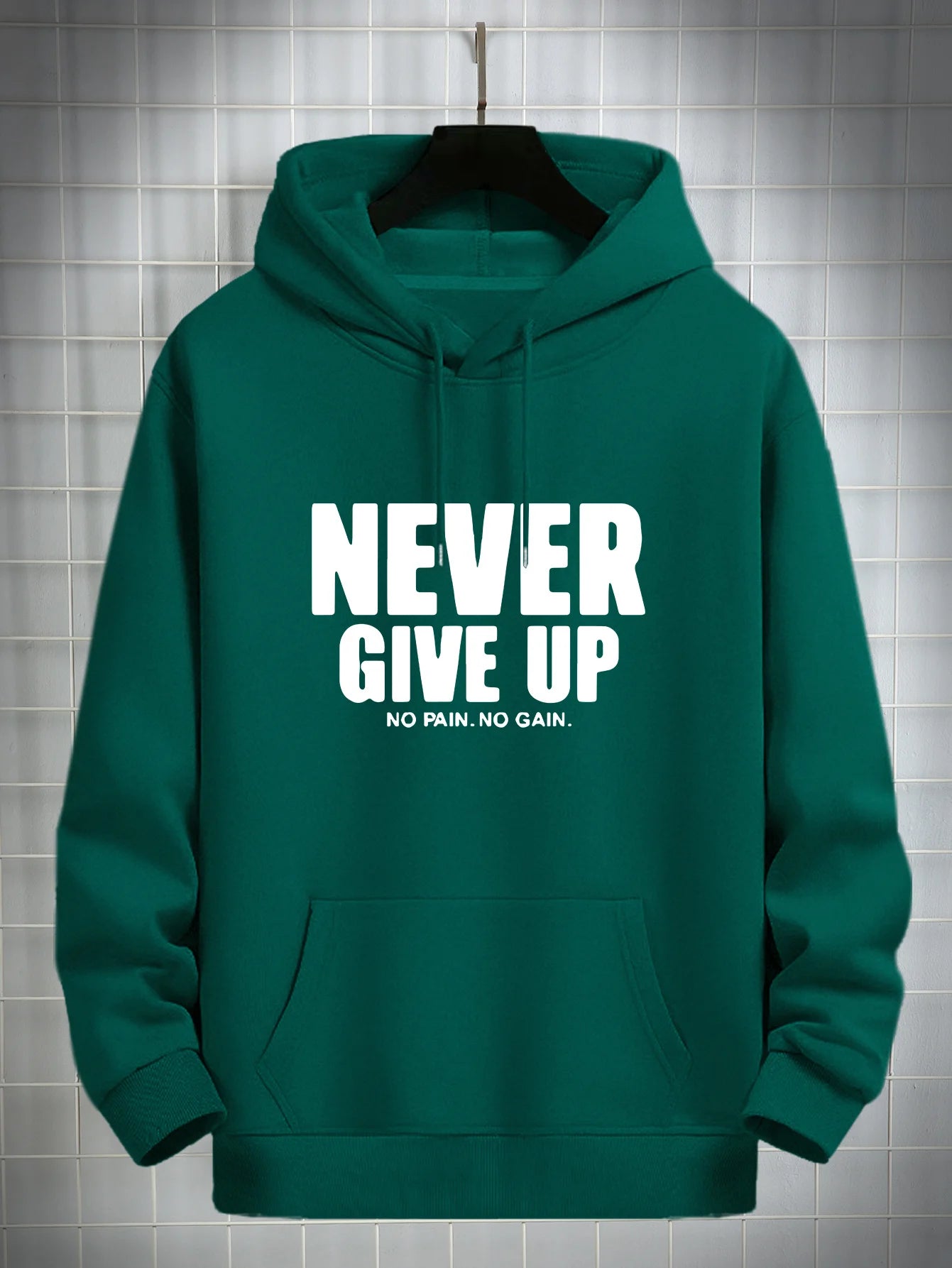 Men'S Hoodie Never Give Up Print Casual Fleece-Lined Pullover Kangaroo Pocket Stylish Streetwear Fall Casual Wear Hoodie - Buy online at  Vibe In Cart.
