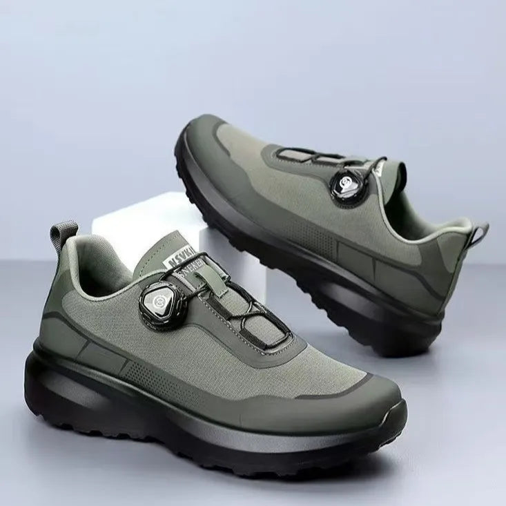 Men's Button Closure Casual Walking Shoes Flat Heel Design