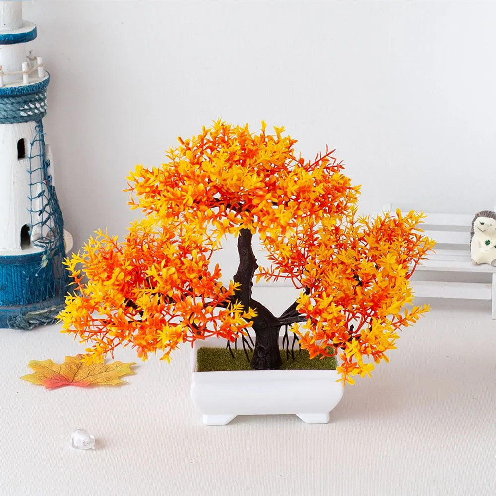 Artificial Plastic Potted Bonsai Tree for Desktop Decoration