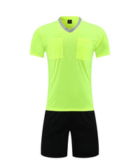 Men's Polyester Soccer Referee Uniform Set with Jersey and Shorts