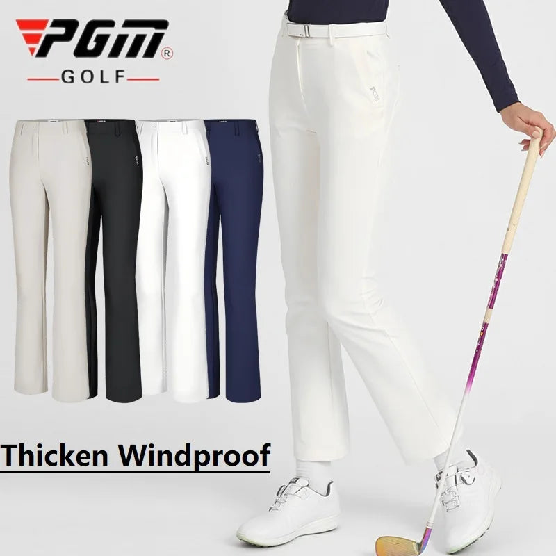 Women's High Waist Fleece Golf Pants Windproof Flared