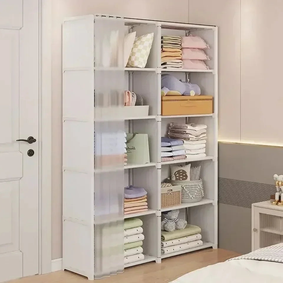 6/5 Layers Dustproof Wardrobe High Capacity Partition Bookshelf Bedroom Open Simple Assembly Storage Cabinet Bedroom Furniture - Buy online at  Vibe In Cart.
