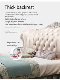 Modern Wood Bed with Storage and Genuine Leather Surface