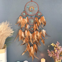 Handmade Dream Catcher Wall Hanging with Feathers and Beads