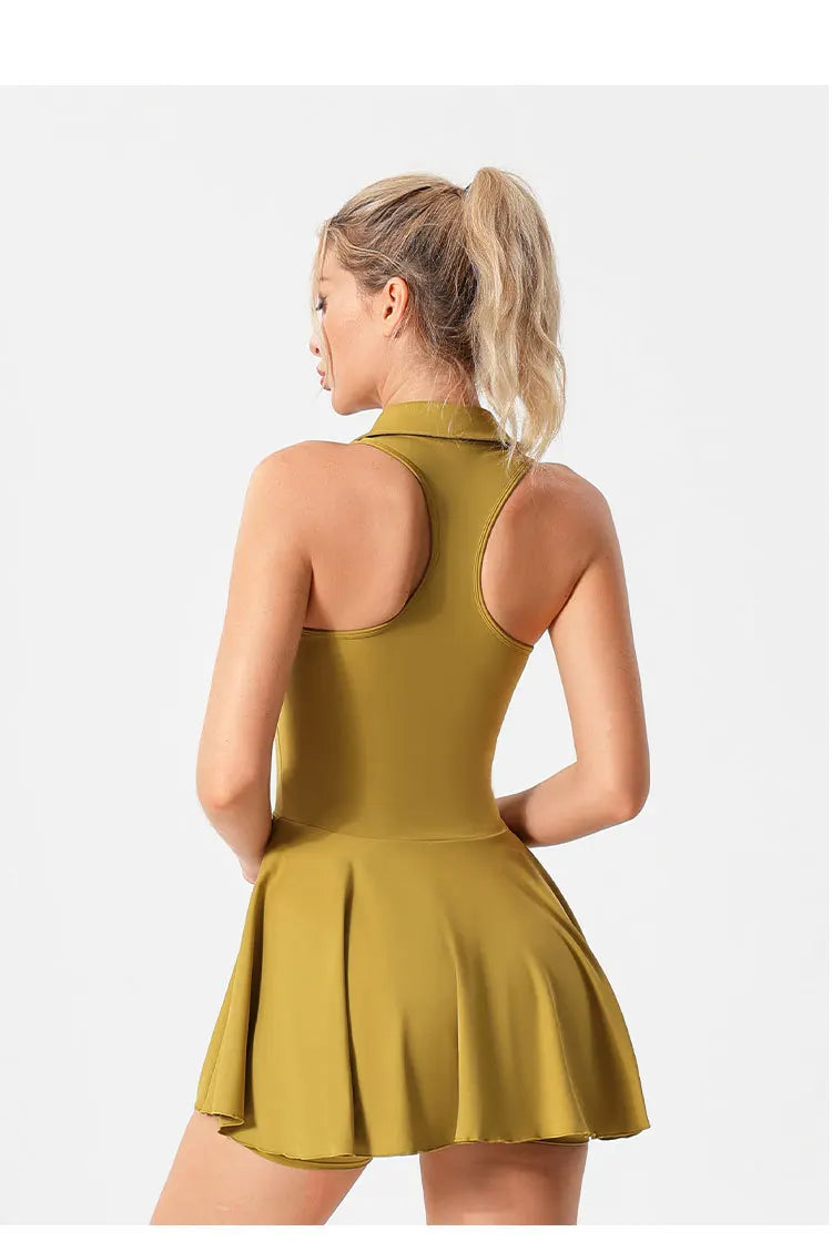 Polo Tennis Dress With Chest Pads&Shorts Soft High Stretchy Fitness Skorts Tummy Control Yoga Skirts Gym Clothing Activewear - Buy online at  Vibe In Cart.