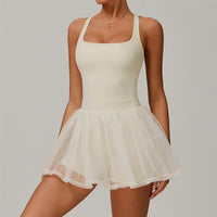 VITALINOVO Womens Tennis Dress with Built in Shorts Golf Dress Square Neck Athletic Outfits Active Dresses Raceback Padded Dress