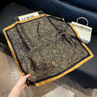 Printed Paisley Houndstooth Square Scarf for Women, Coffee Color, Polyester