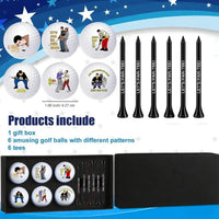 Patriotic Golf Balls Set with 6 USA Flag Balls, 6 Tees and Box