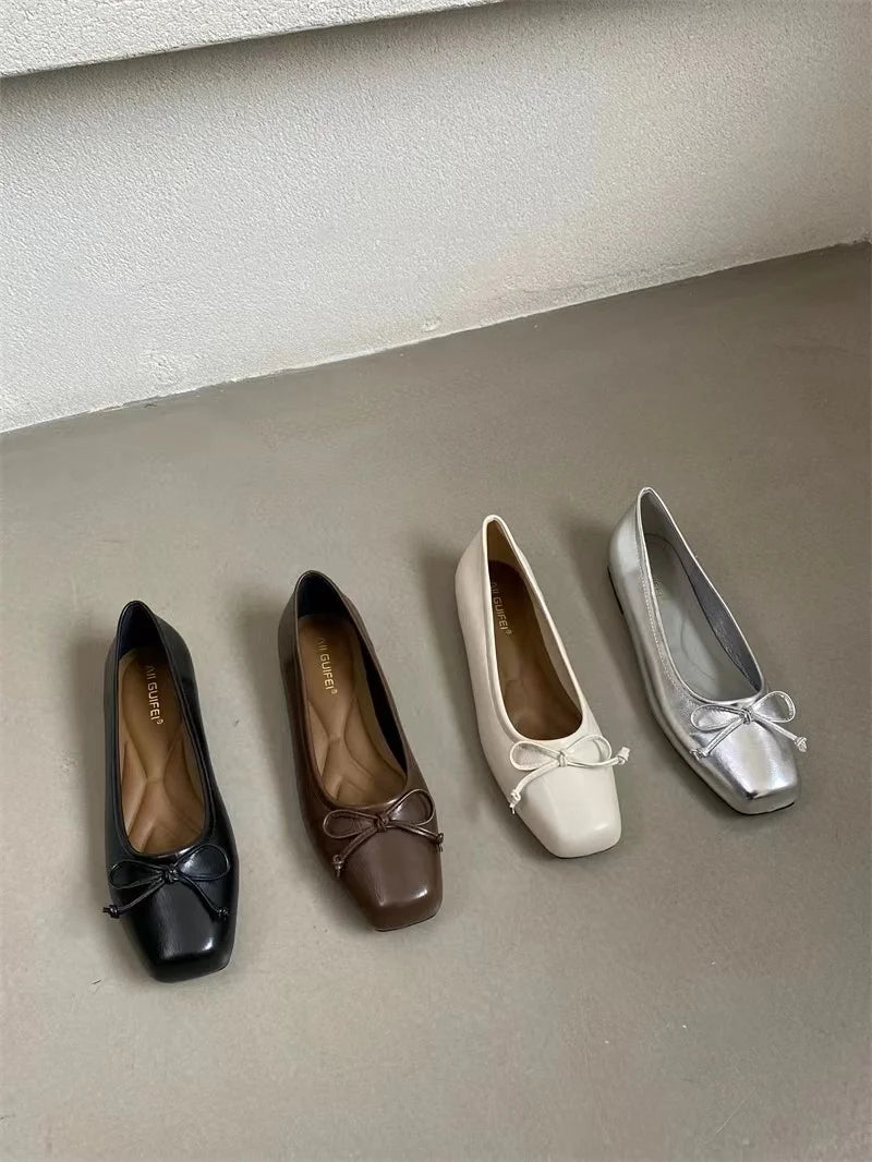 Bowtie Flat Shoes Women Ballerinas Square Toe Slip on Ballet Flats Lazy Loafers Moccasins Ladies Casual Comfort Shoes 2024 - Buy online at  Vibe In Cart.
