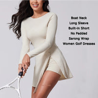 VITALINOVO Womens High Neck Tennis Dress Long Sleeve Sarong Wrap Skirt Built in Shorts Golf Athletic Dress Workout Rompers - Buy online at  Vibe In Cart.