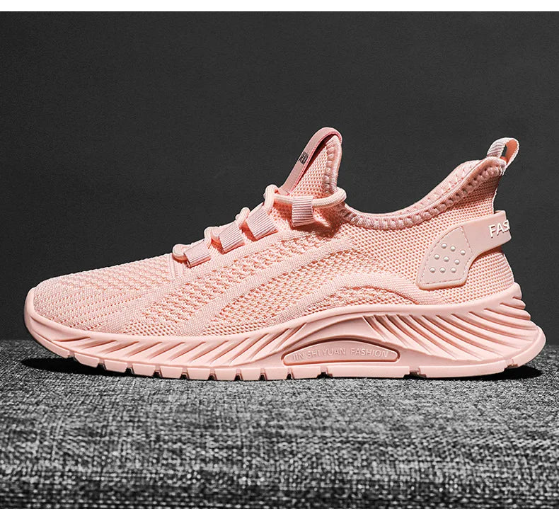 Men's Summer Striped Casual Sneakers Lace-Up Flat Heel Rubber Outsole