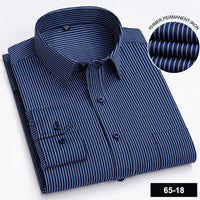 Men's Long Sleeve Plaid Stripe Shirt With Single Pocket For All Seasons