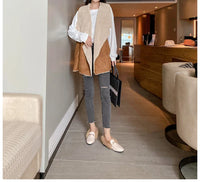 Women's Velvet Loafers with Rabbit Fur and Leather for Autumn