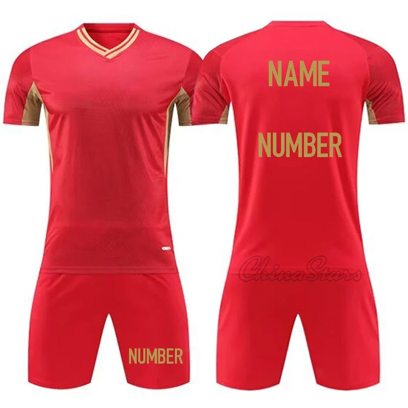 Unisex Short Sleeve Quick Dry Polyester Soccer Jersey Set