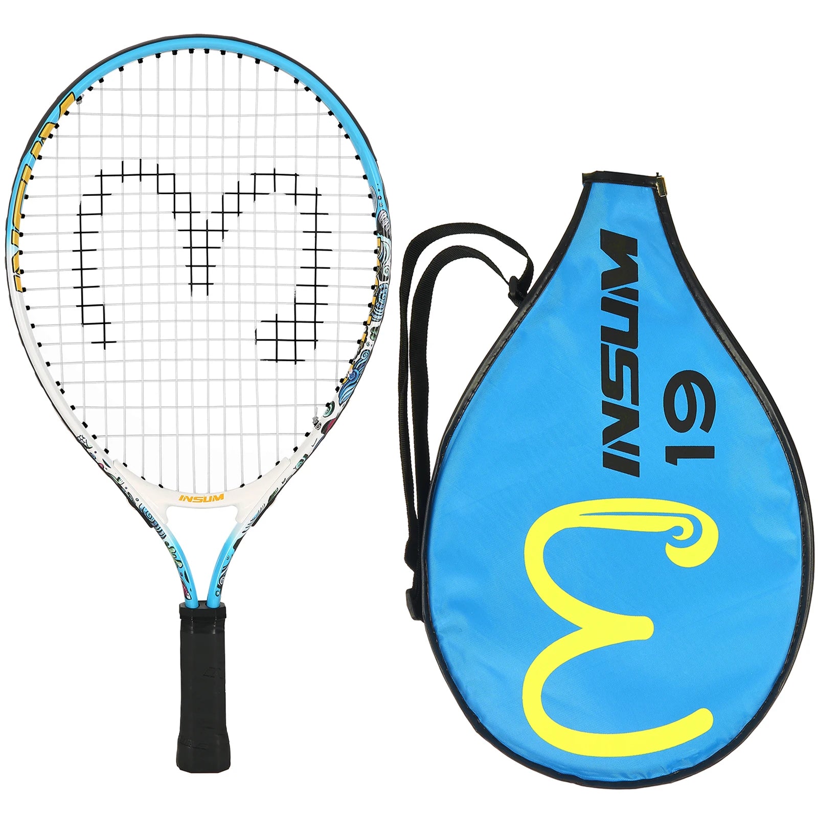 Kids Tennis Racket 17-25 Inches Lightweight Aluminum Alloy with Cover Bag
