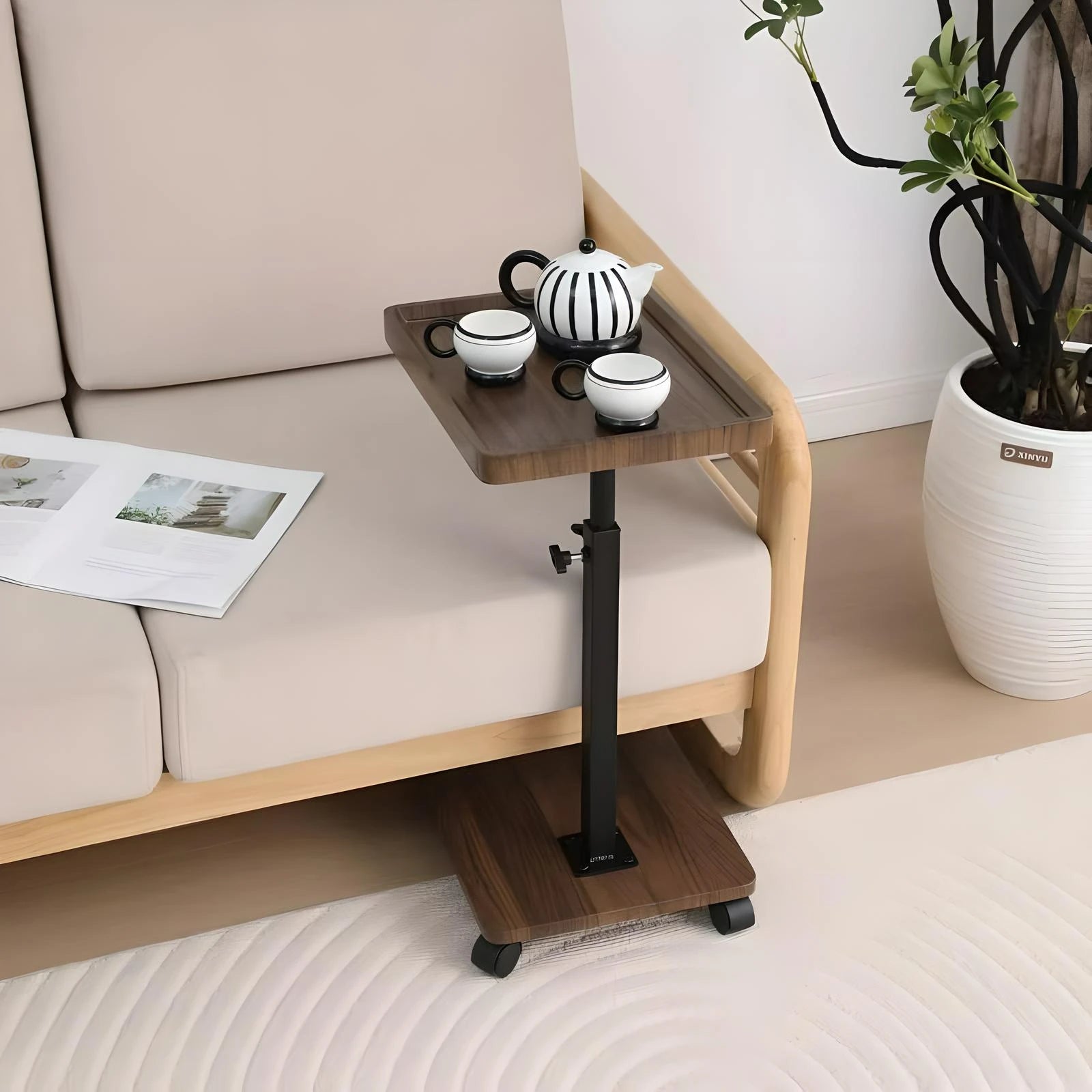 C Shaped Living Room Side Table Sofa Side Cabinet Mobile Coffee Table Simple Small Square Table Bedroom Bedside Table With Wheel - Buy online at  Vibe In Cart.