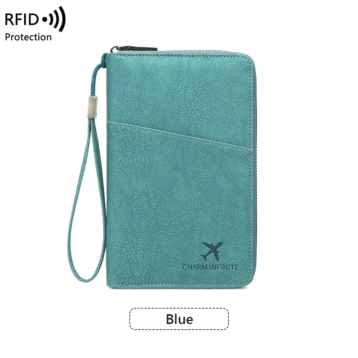 RFID Blocking Polyurethane Passport Holder with Zipper