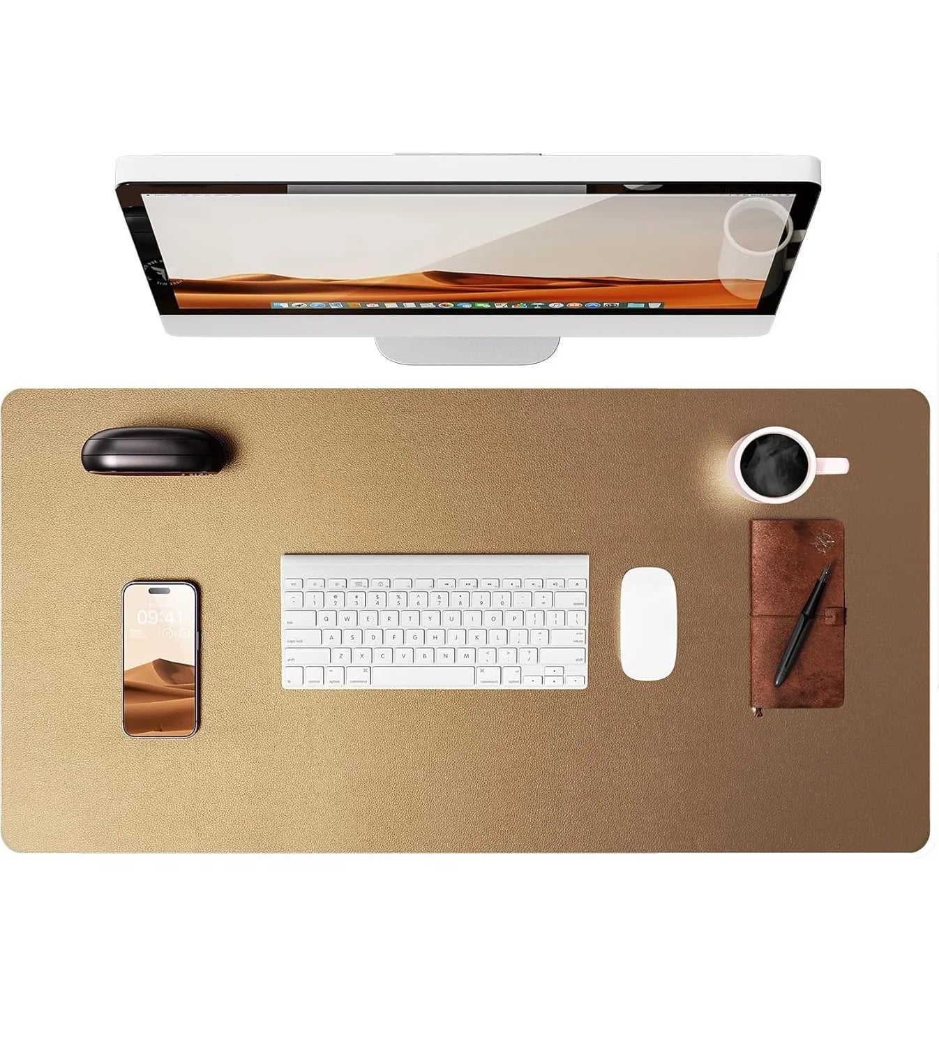 Large Non-Slip PU Leather Office Desk Mat for Mouse and Laptop Pad