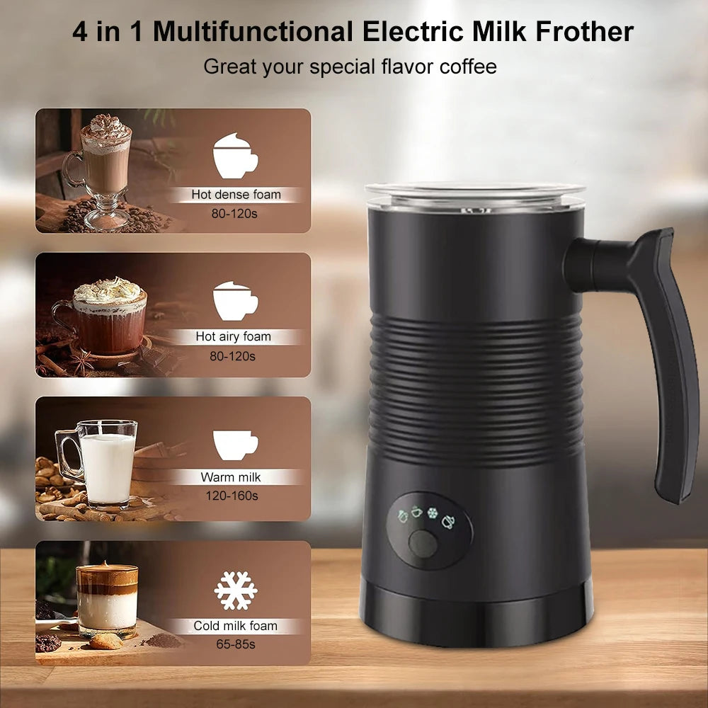 Electric Milk Frother Automatic Rotary Foamer for Coffee Cappuccino Latte 4 in 1 Hot and Cold Foam Maker Milk Frother Foamer - Buy online at  Vibe In Cart.