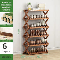 Folding Multi-Level Bamboo Shoe Rack for Living Room Storage