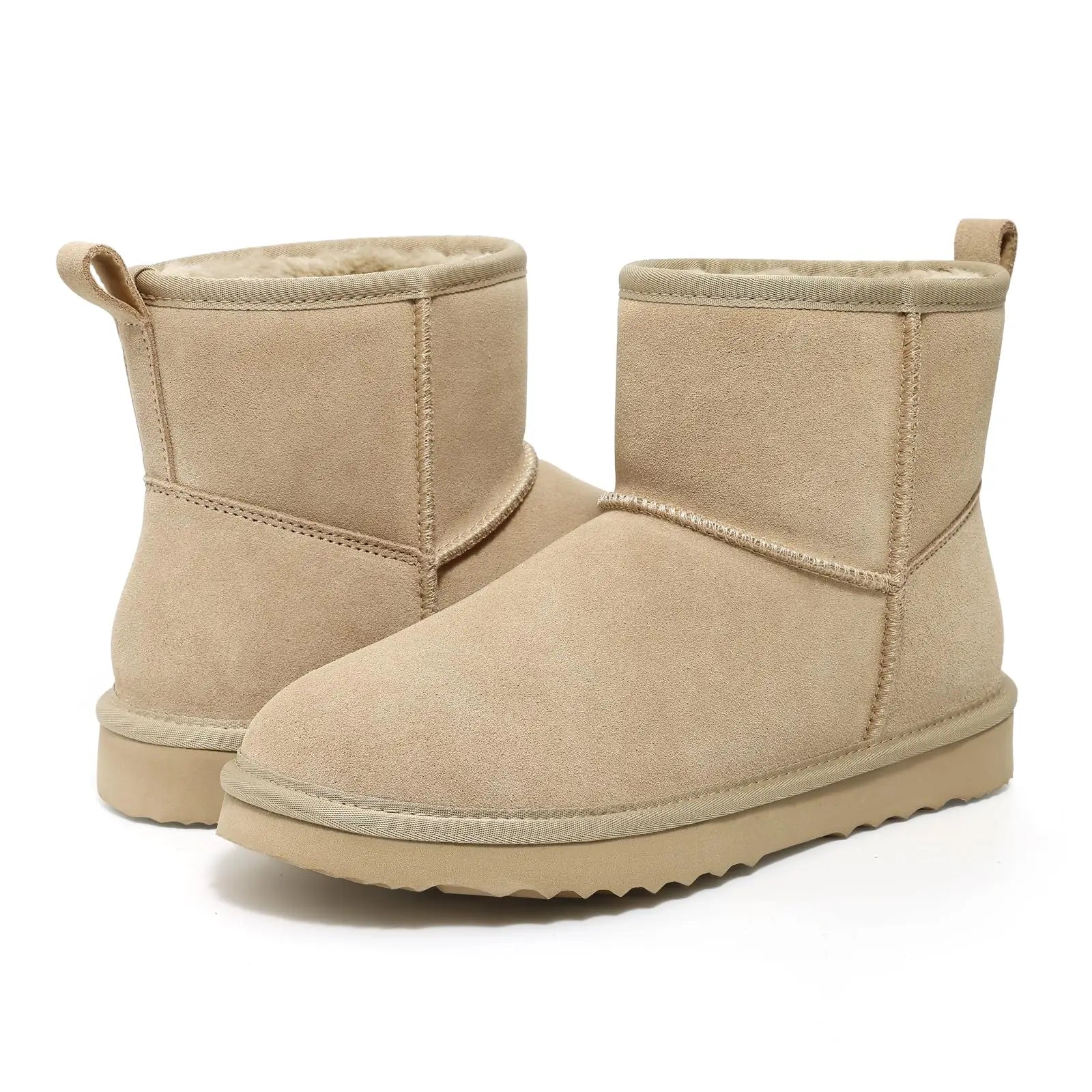Women's Fluffy Suede Ankle Snow Boots with Thick Sole