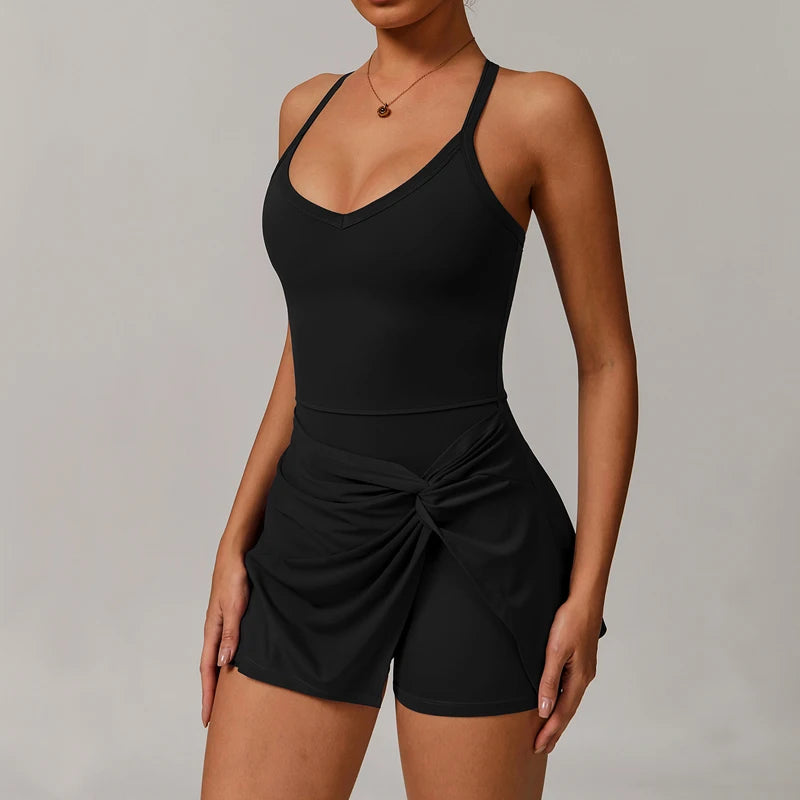 VITALINOVO Womens Tennis Dress with Shorts Underneath Workout Dress with Built-in Bra Deep V Neck Athletic Dresses Golf Dress - Buy online at  Vibe In Cart.