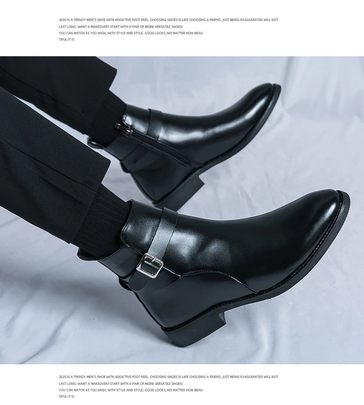 New waterproof British riding boots men's fashionable ankle boots casual and versatile high-top leather shoes men's trend - Buy online at  Vibe In Cart.