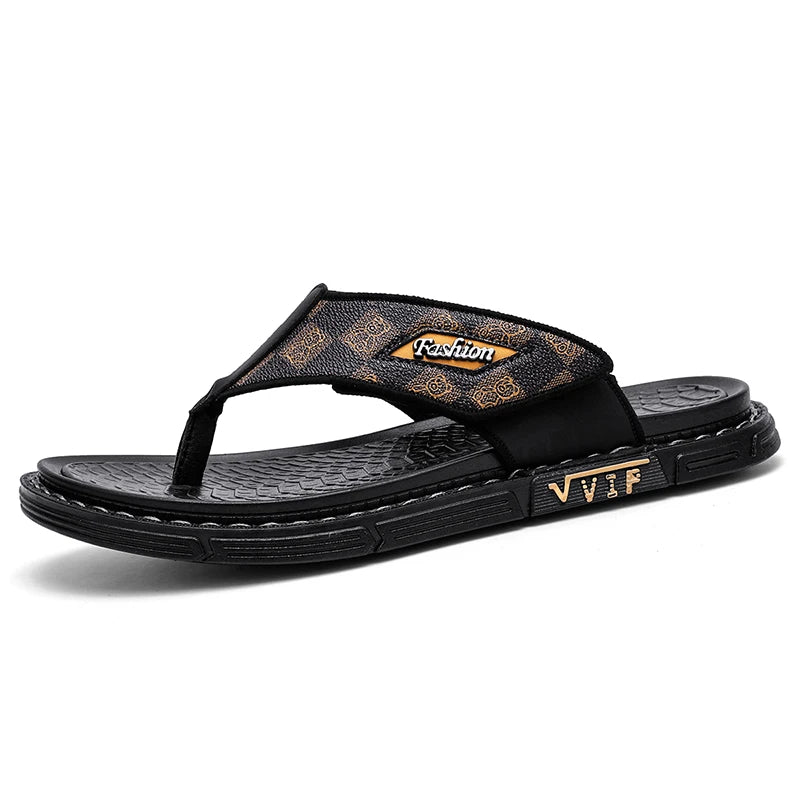 Men's Casual Flip-Flop Sandals with Microfiber Upper and PVC Outsole