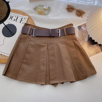 2023 A-line Skirts with Belt Women High Waist Short Skirt Buttons Skirt Female Clothing Female All-match - Buy online at  Vibe In Cart.