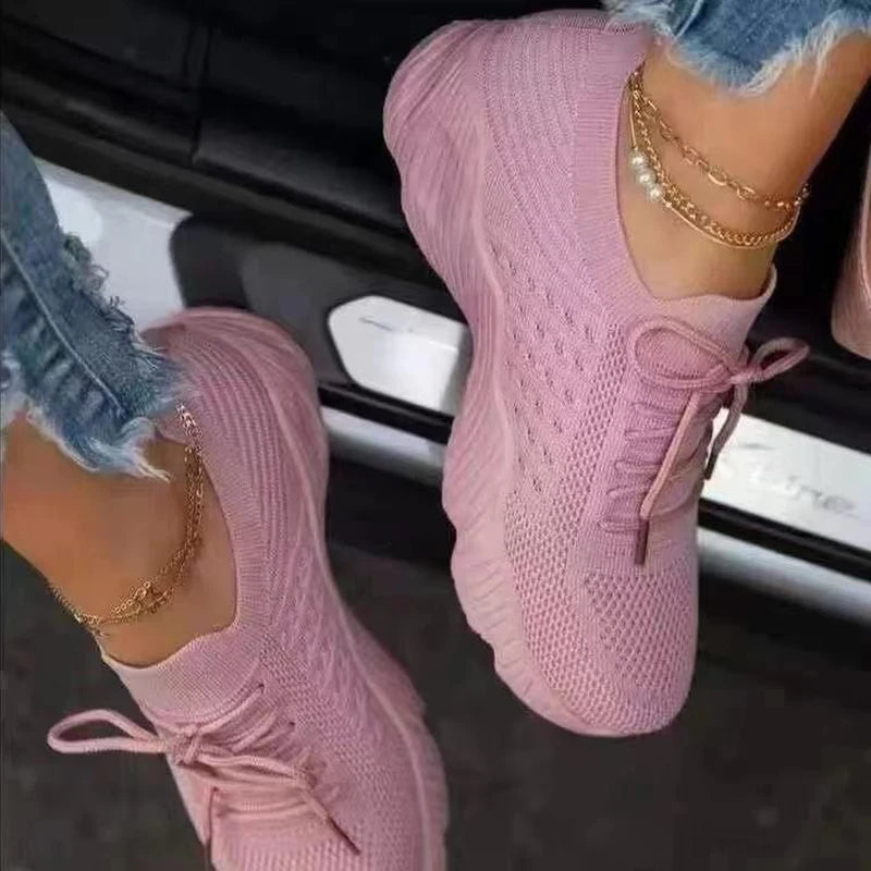 Women's Sneakers Breathable Casual Women Socks Shoes Lace Up Ladies Flats Female Spring Vulcanized Running Zapatillas De Mujer - Buy online at  Vibe In Cart.
