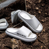 Couple Sandals Women Mens Letter Slippers Beach Slides Summer Anti Slip Thick Sole Indoor Bathroom Solid Color Shoes - Buy online at  Vibe In Cart.