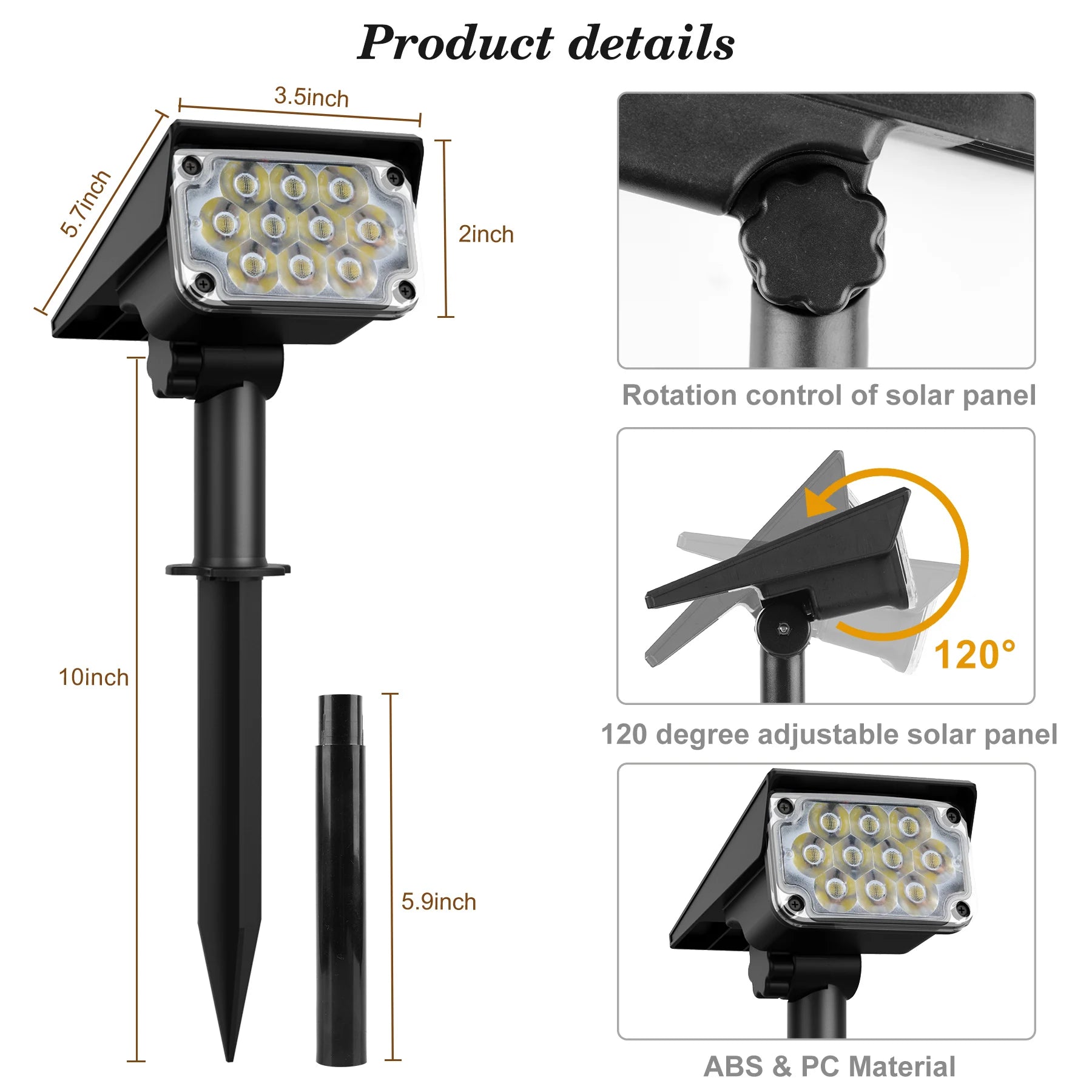 1/2/4PCS Solar Power Light Adjustable Light Temperature Solar Garden Light outdoor IP65 Solar Lamp Super Bright Solar Spotlight - Buy online at  Vibe In Cart.