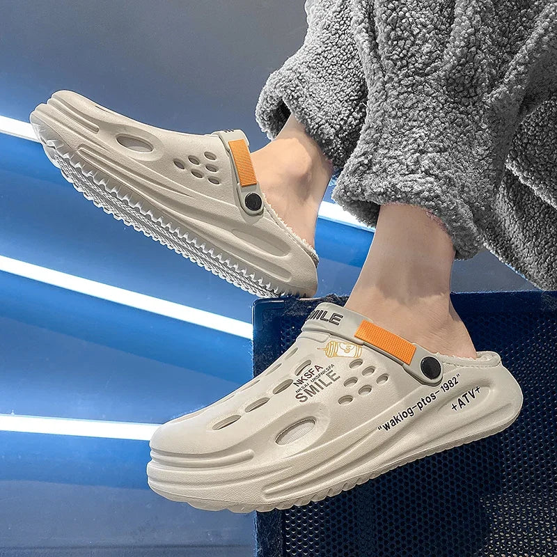 Winter Men Slippers Warm Furry Garden Shoes Soft Indoor Home Cotton Shoe EVA Plush Slides Casual Outdoor Comfortable Fur Clogs - Buy online at  Vibe In Cart.