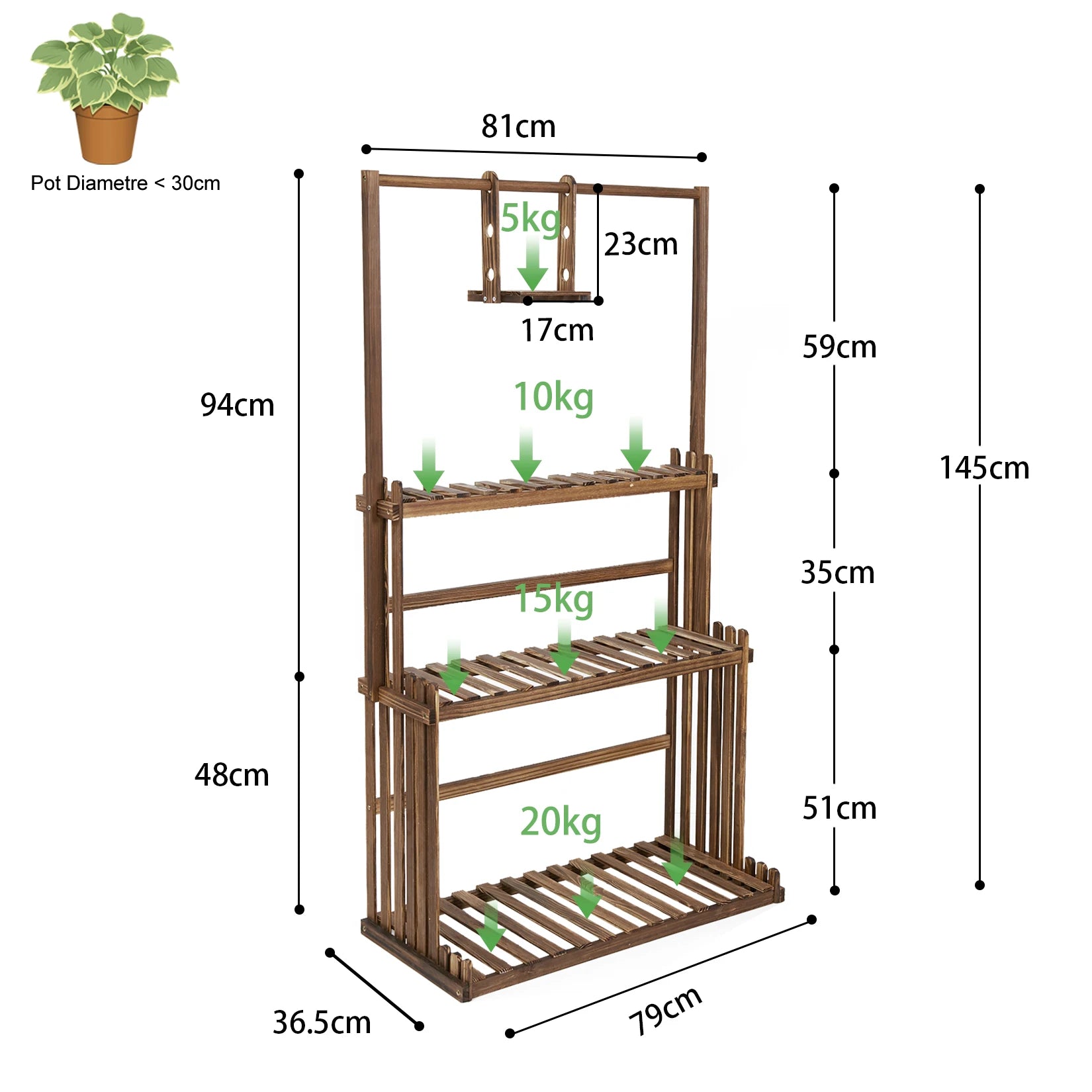 Heavy Duty Hanging Plant Stand Multiple Wood Flower Potted Rack Planter Shelving Unit for Indoor Outdoor - Buy online at  Vibe In Cart.