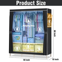 51-Inch Foldable Metal Dustproof Storage Wardrobe