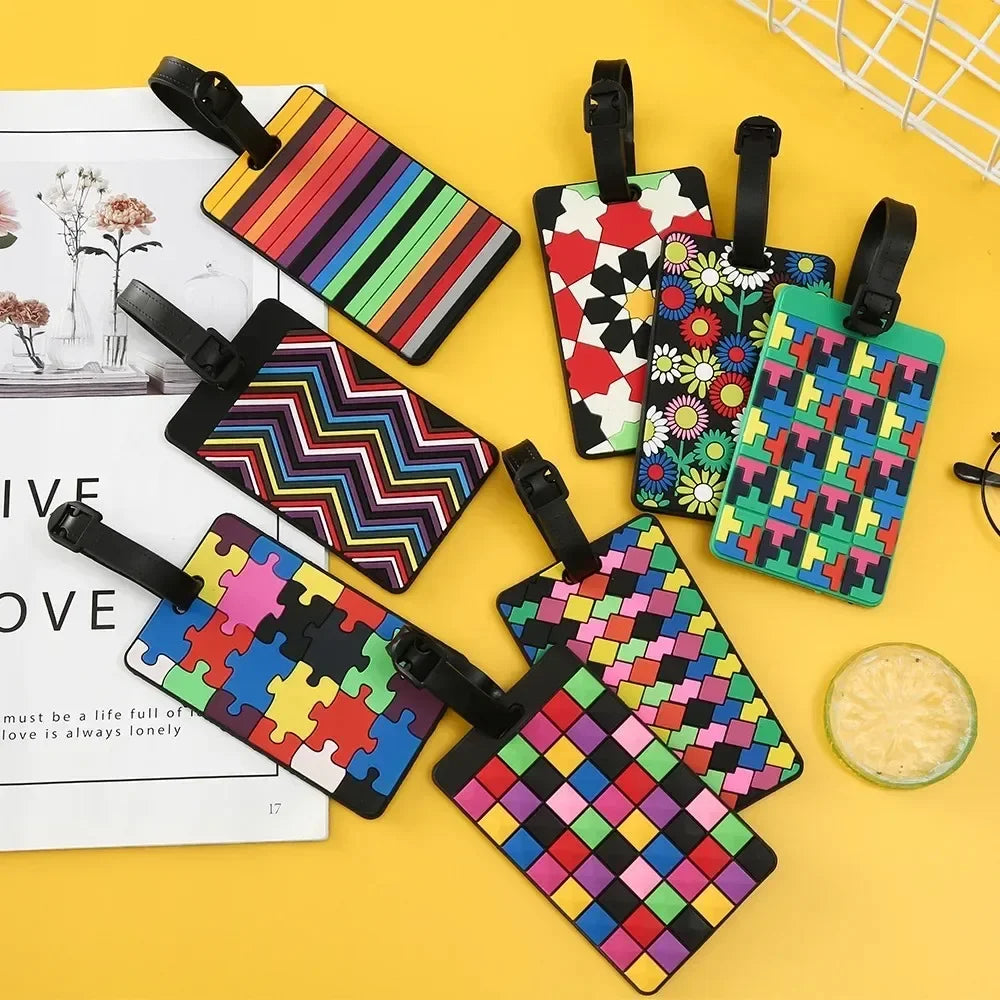 Geometric Soft Silicone Luggage Tags with ID Holder, 1 Piece