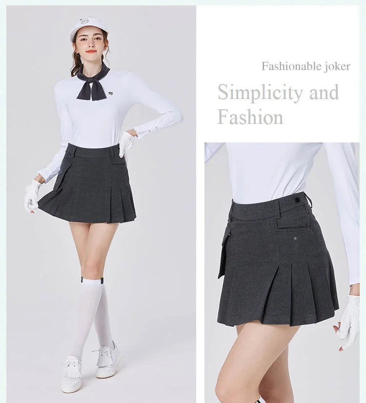 Blktee New Golf Skirt Women's Elastic Waist Sports Skirts Ladies Pleated Pockets Short Skort High Waist Tennis Golf Culottes - Buy online at  Vibe In Cart.