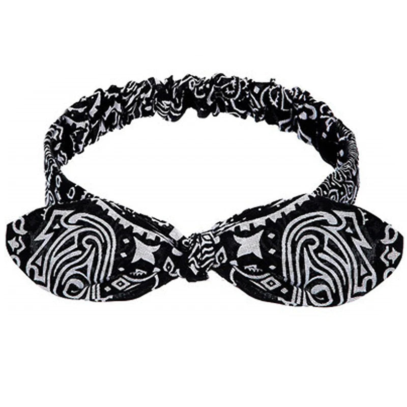 Women's Geometric Acrylic Elastic Headbands with Cross Knot