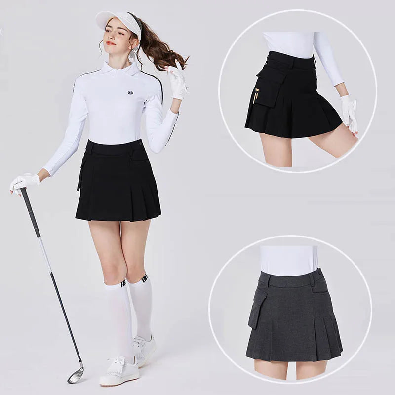 Blktee New Golf Skirt Women's Elastic Waist Sports Skirts Ladies Pleated Pockets Short Skort High Waist Tennis Golf Culottes - Buy online at  Vibe In Cart.