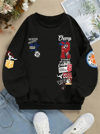 The new men's round-neck hoodie for Spring and Autumn 2025 features a street casual and fashionable 3D letter pattern print - Buy online at  Vibe In Cart.