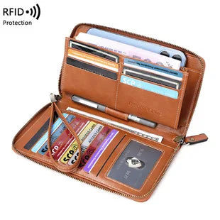 RFID Blocking Polyurethane Passport Holder with Zipper