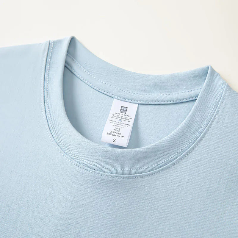 230g Men's Oversized Thick Round Neck T-shirt Summer Short Sleeved T-shirt Pure Cotton Solid Color Top Casual Versatile T-shirt - Buy online at  Vibe In Cart.