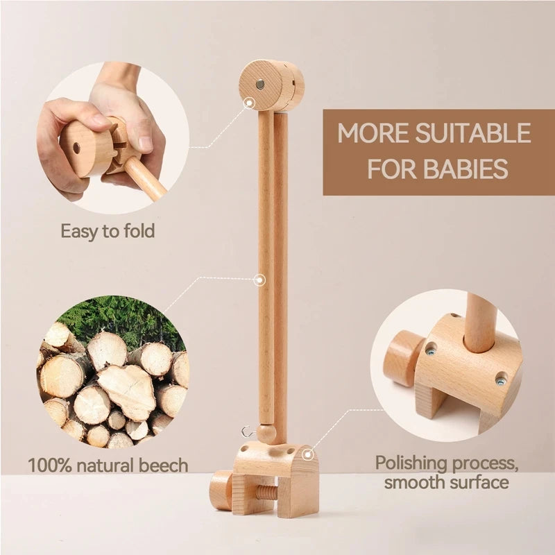 Baby Crib Mobile Rattle Toy For 0-12 Months Cartoon Felt Forest Animal Bed Bell Hanging Wooden Bracket Mobile Newbaby Rattle Toy