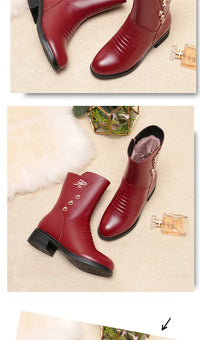 Women's Mid-Calf Casual Warm Boots with Side Zipper Round Toe Medium Heel