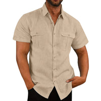 Cotton Linen Hot Sale Men Short-Sleeved Shirts Summer Solid Color Stand-Up Collar Casual Beach Style Plus SizeMale Shirts M-5XL - Buy online at  Vibe In Cart.