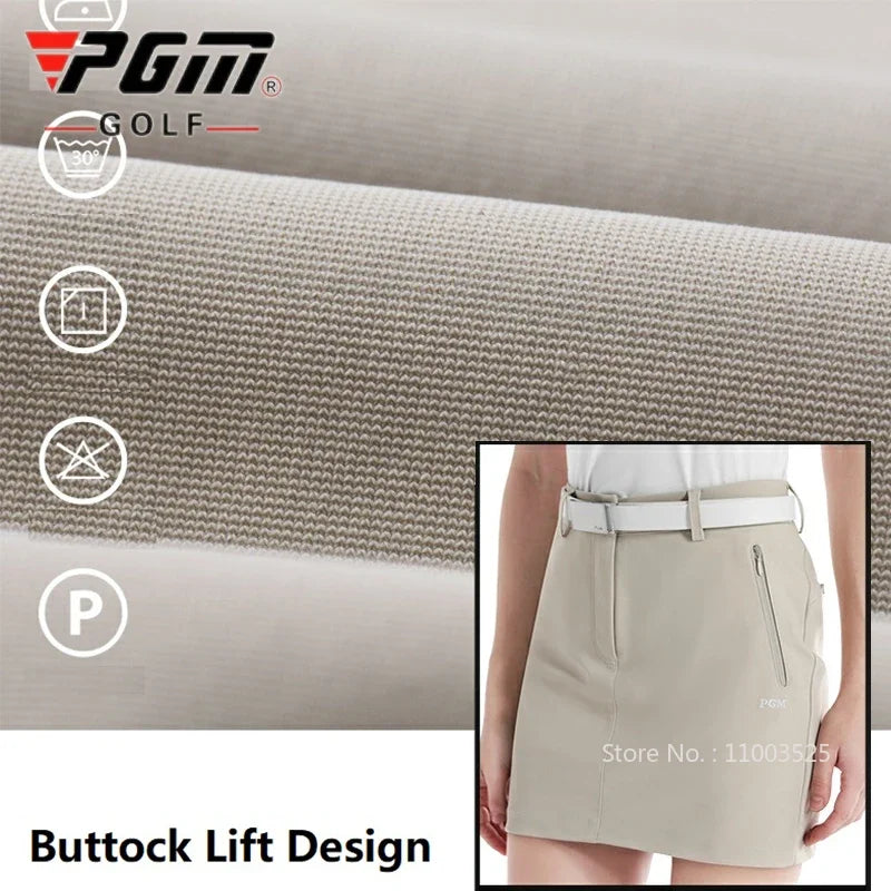 Pgm Golf Clothing Women's Short Skirt Breathable Quick Drying Sports Pencil Skirt Casual Zipper Pocket Skorts with Inner Shorts