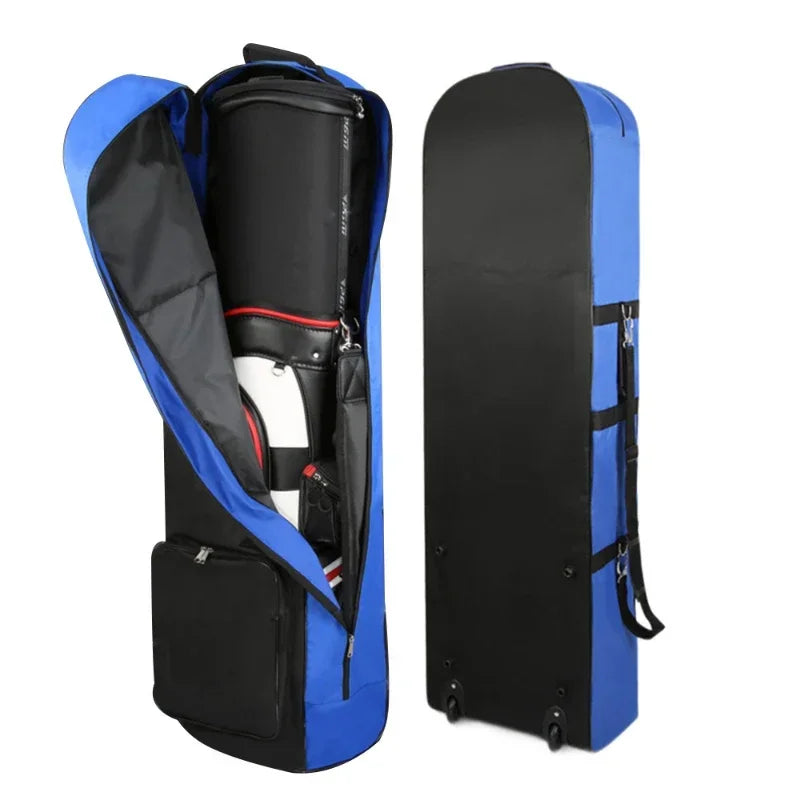 Nylon Single Layer Foldable Golf Aviation Bag with Pulley in Black