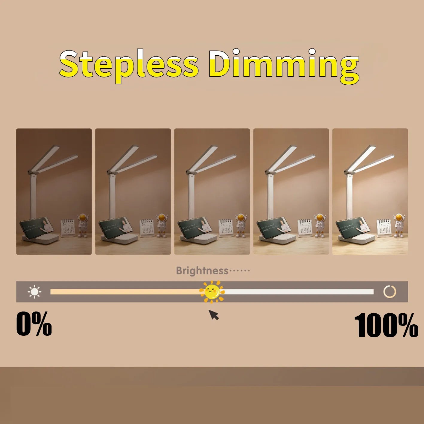 LED Desk Lamp 3 Levels Dimmable Touch Night Light USB Rechargeable Eye Protection Foldable Table Lamp For Bedroom Bedside Desk - Buy online at  Vibe In Cart.