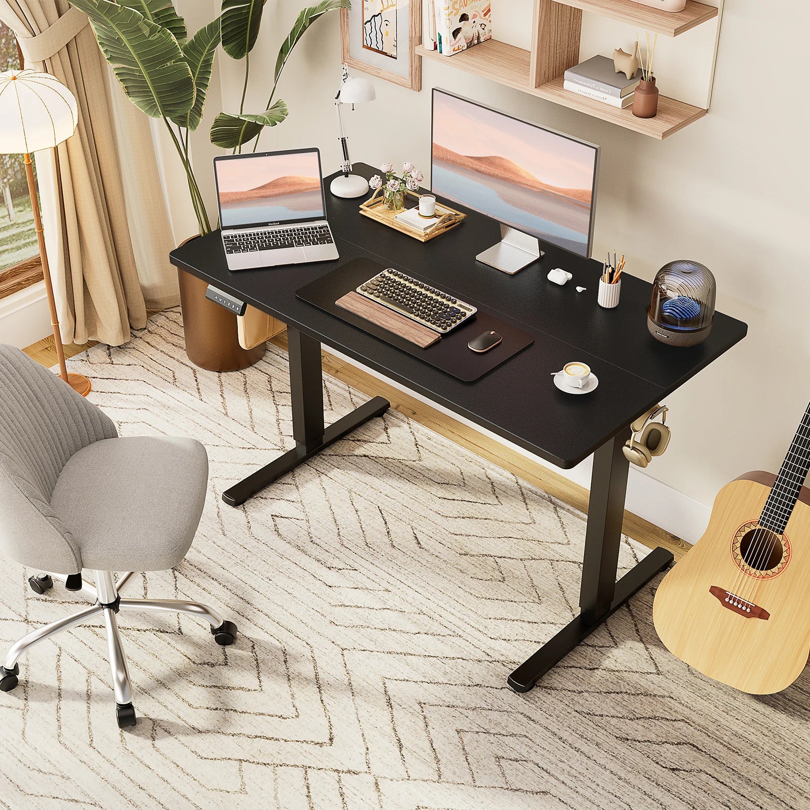 JHK Electric Standing Computer Desk Height Adjustable Workstation Ergonomic Work Table with Metal Frame For Home Office - Buy online at  Vibe In Cart.